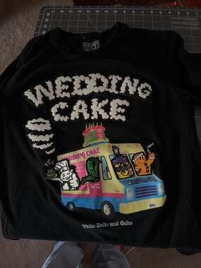Wedding Cake Wake Bake and Cake Food Truck Chenille Patch Sweatshirt